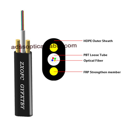 FRP Strength Non Metallic Fiber Optic Cable , Outdoor FTTH Flat Drop Fiber Cable